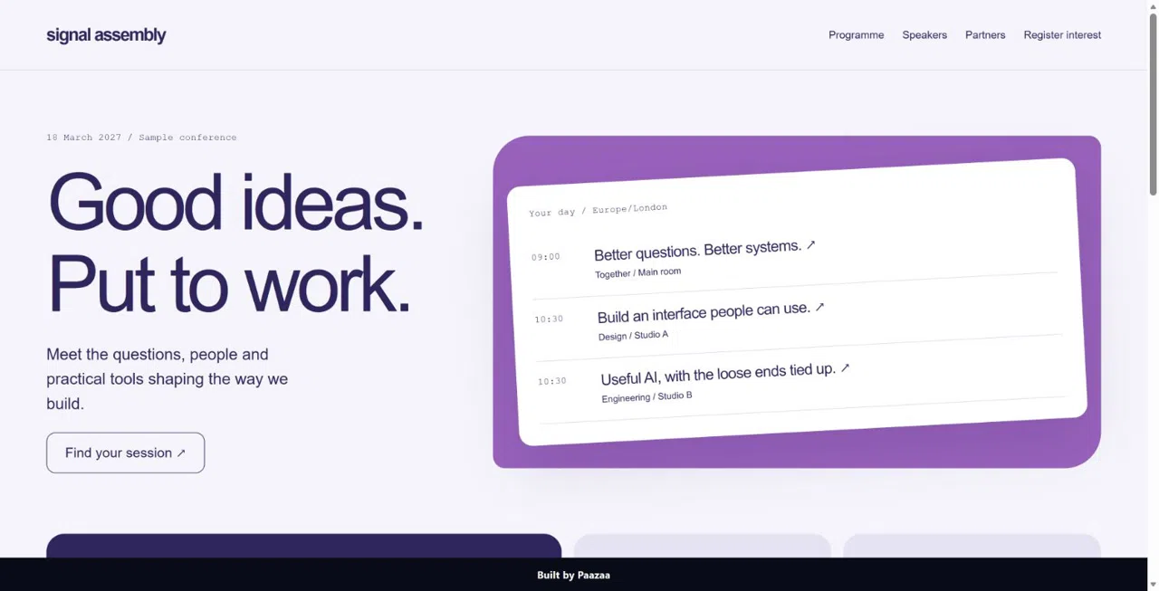 Signal Assembly Conference Outcome Kit — Website Kit published product preview