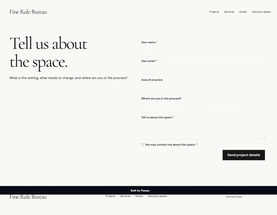 Project brief Form preview