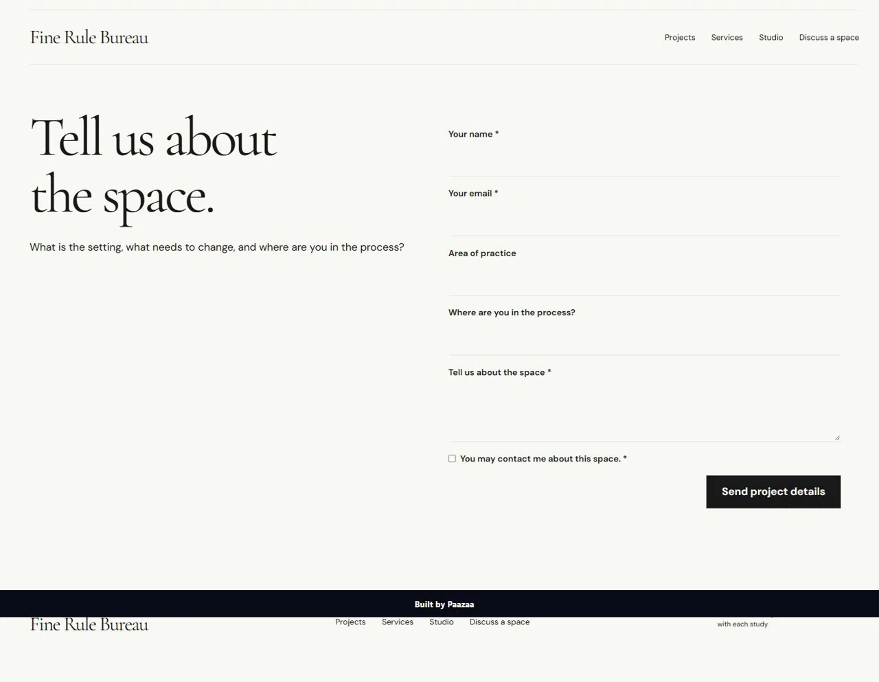 Project brief Form example
