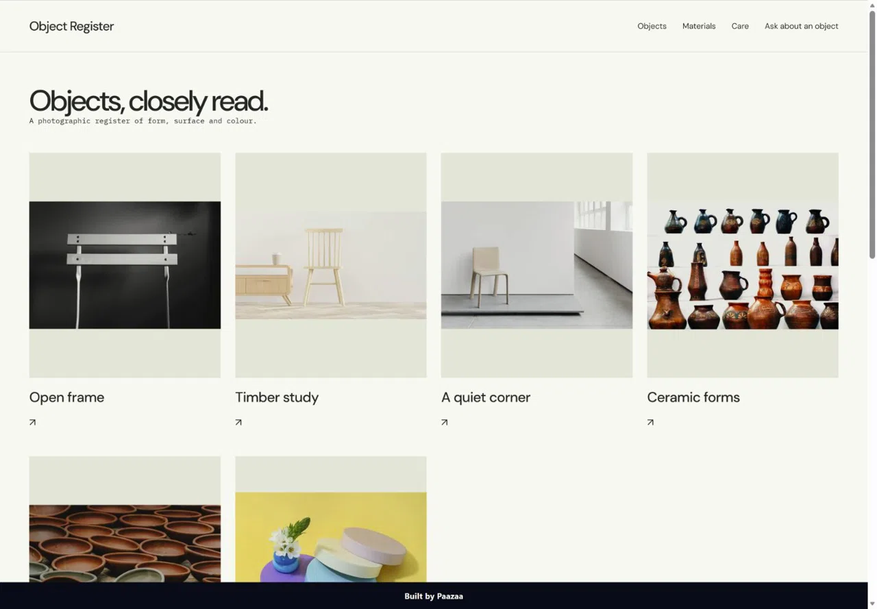 Object catalogue CMS example