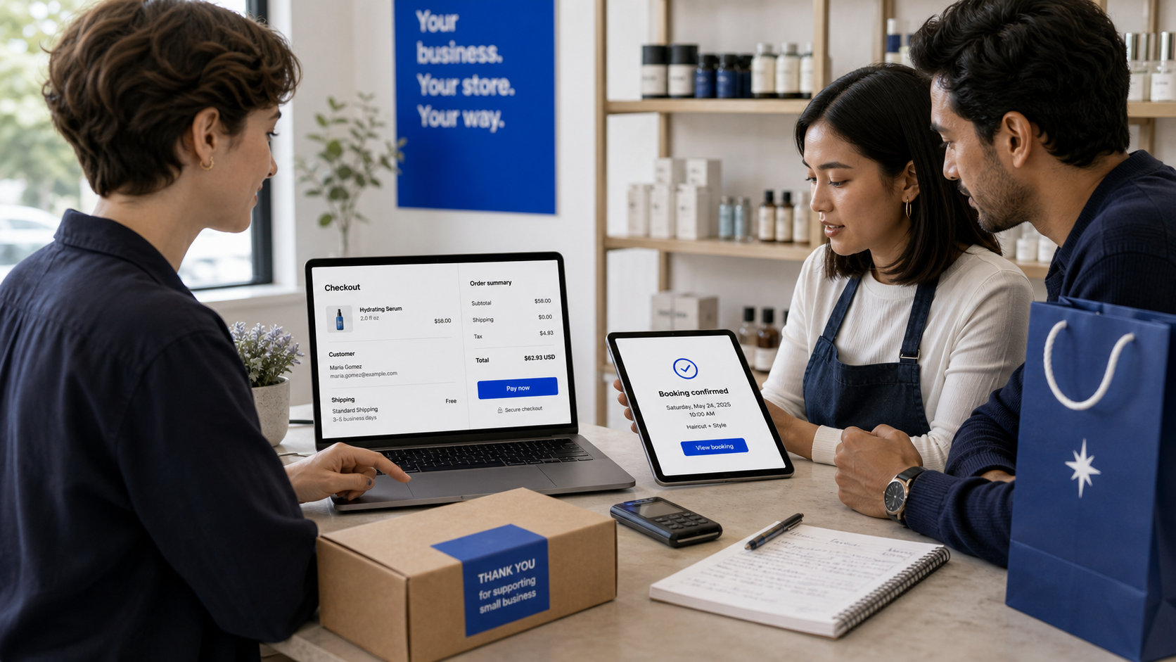 Commerce website and business workspace direction