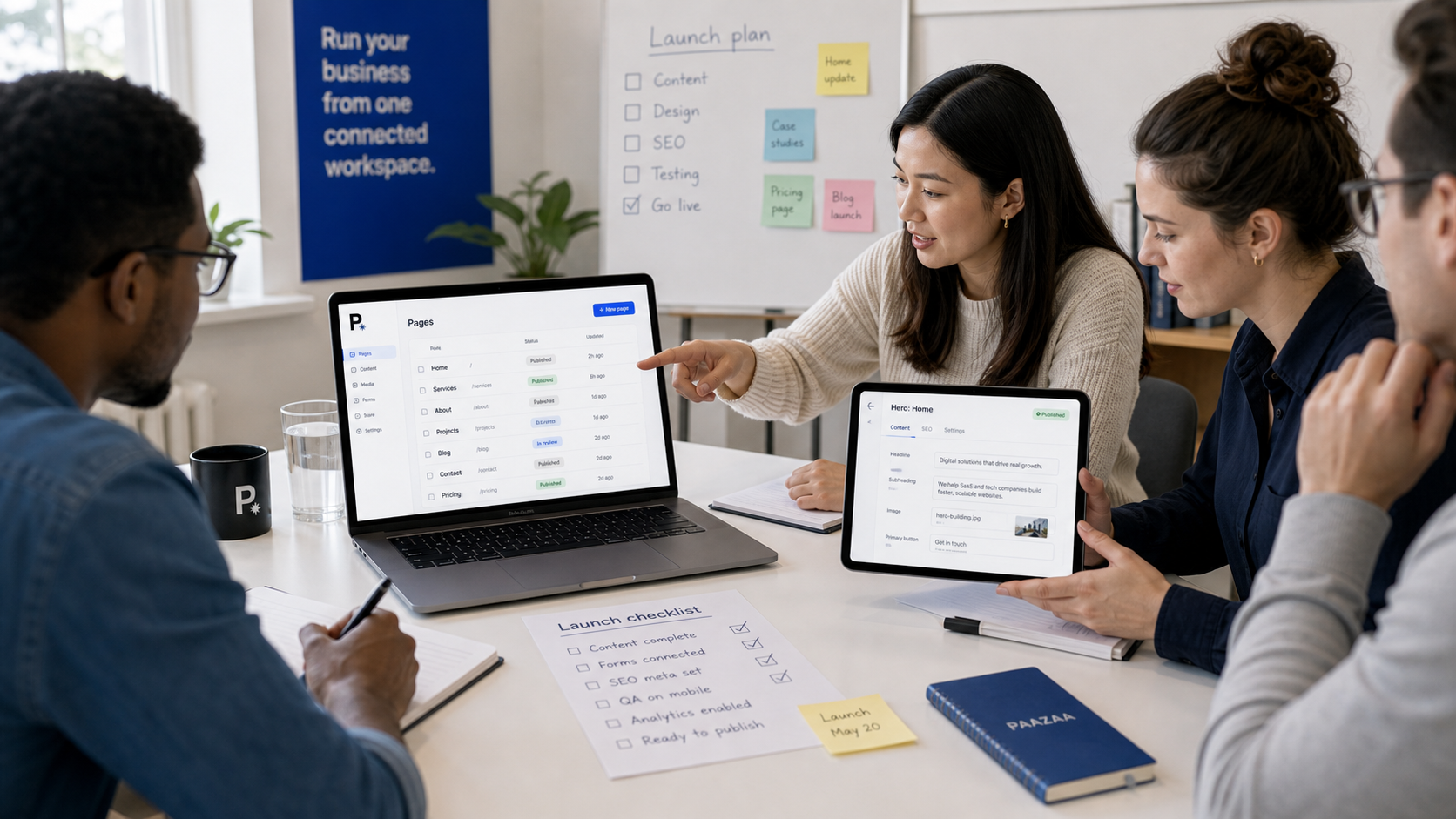 Marketplace website and business workspace direction