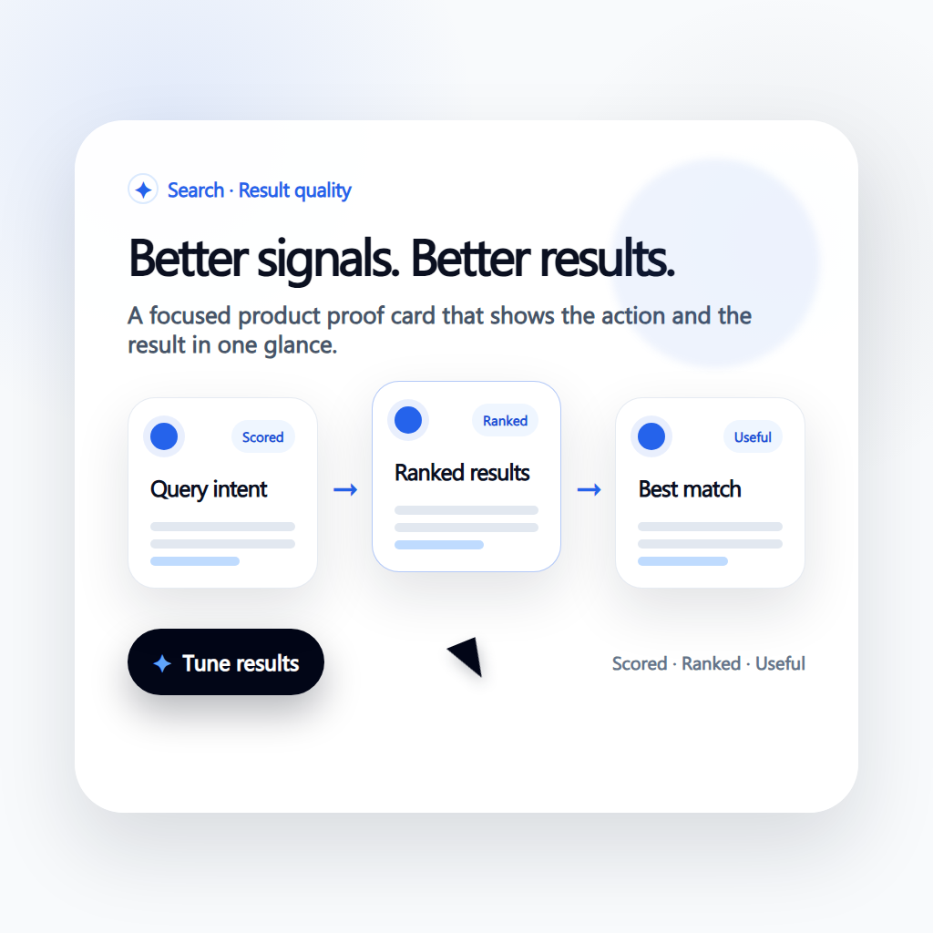Set up Search around the actual website workflow. preview