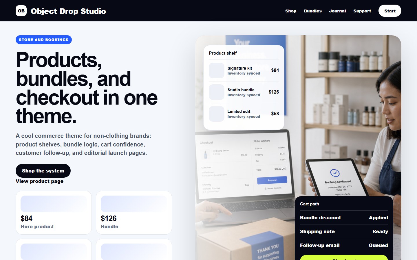 Commerce website system preview
