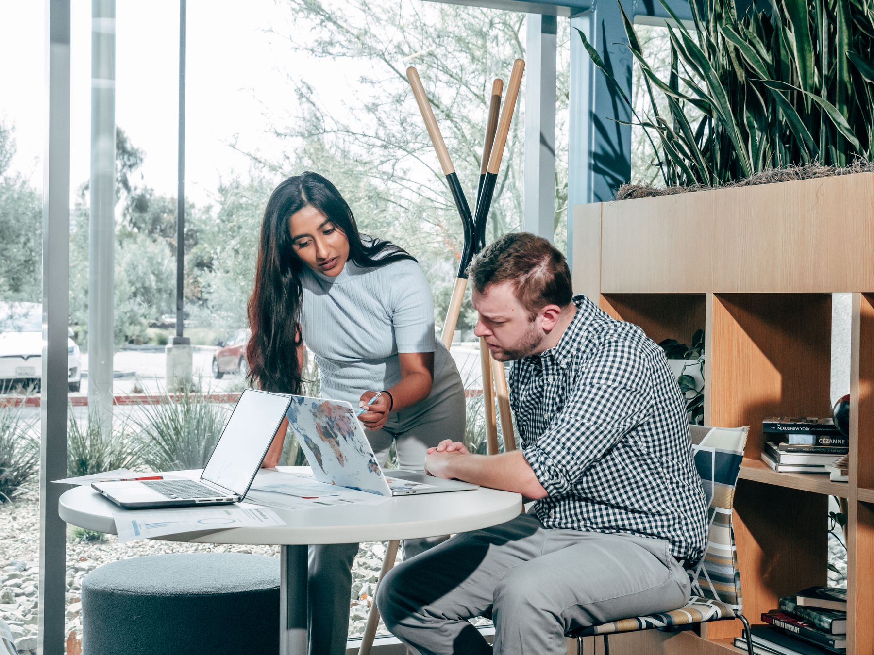 Team reviewing a connected website workspace together